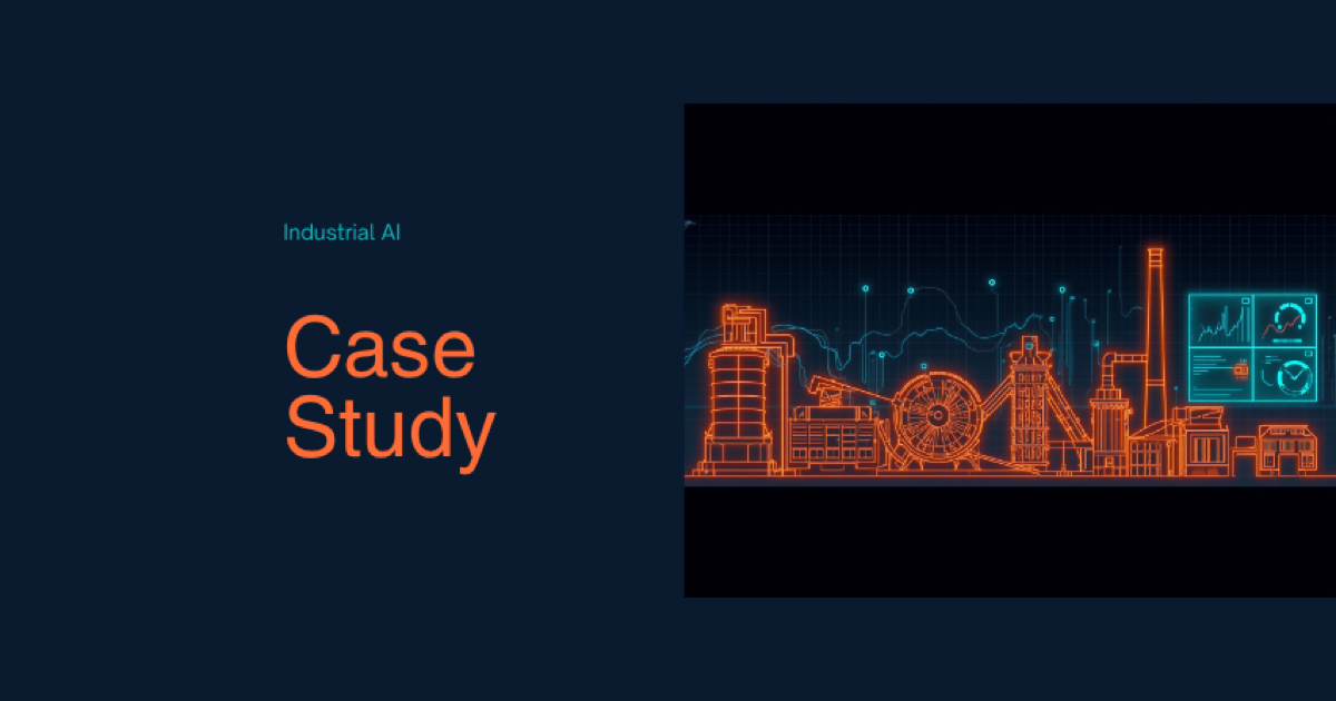 Neon-lit paper mill with IIoT sensors and an AI predictive-maintenance dashboard